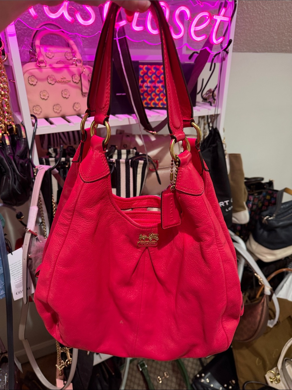 Red leather vintage coach